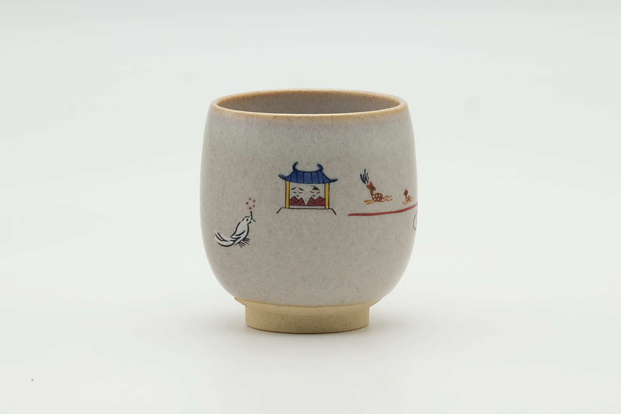 Japanese Teacup - 赤膚山 Akiyama Kiln - Nara Village-themed Akahada-yaki Yunomi - 150ml