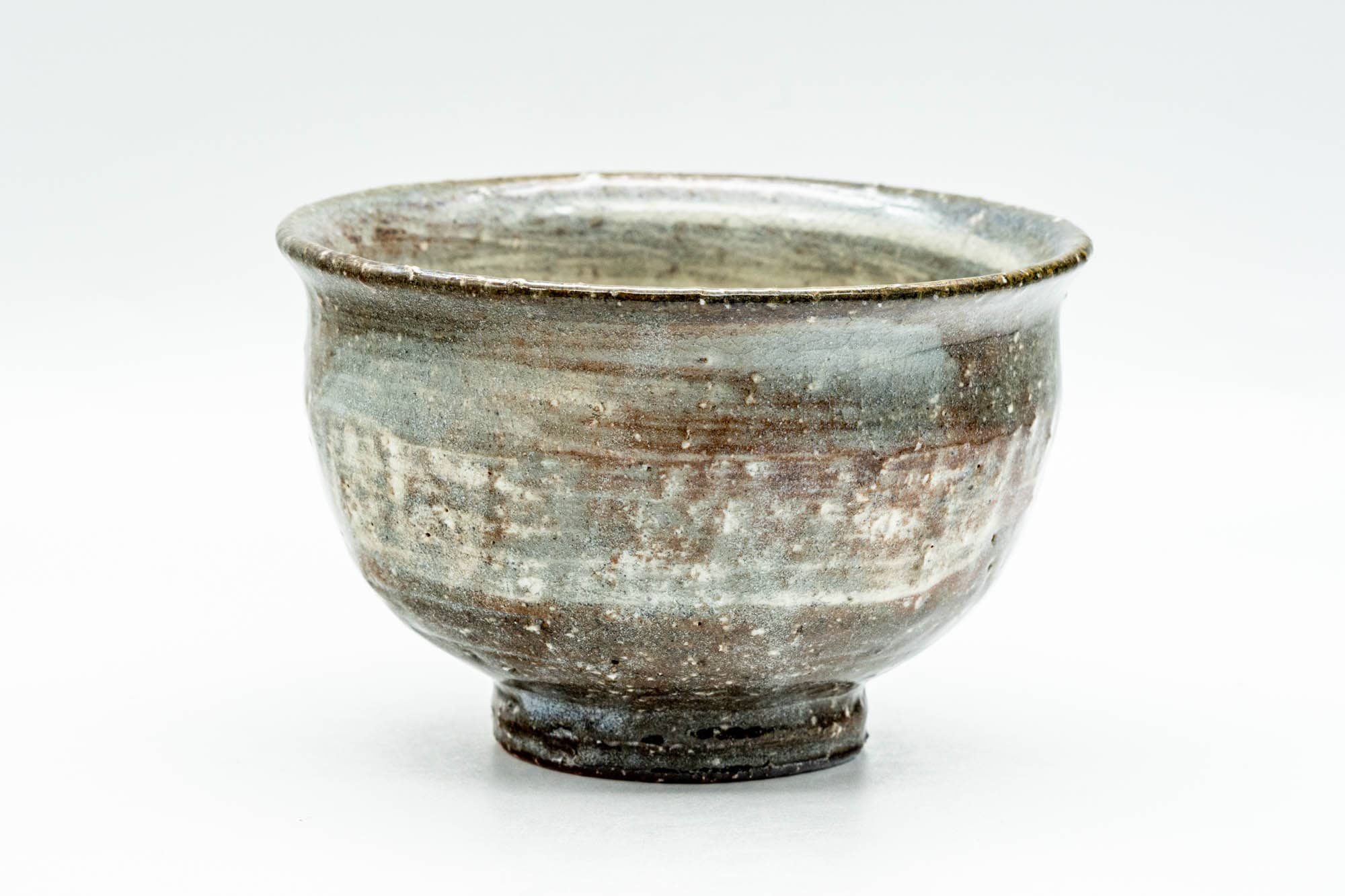 Japanese Matcha Bowl - Grey White Hakeme Glazed Chawan - 250ml