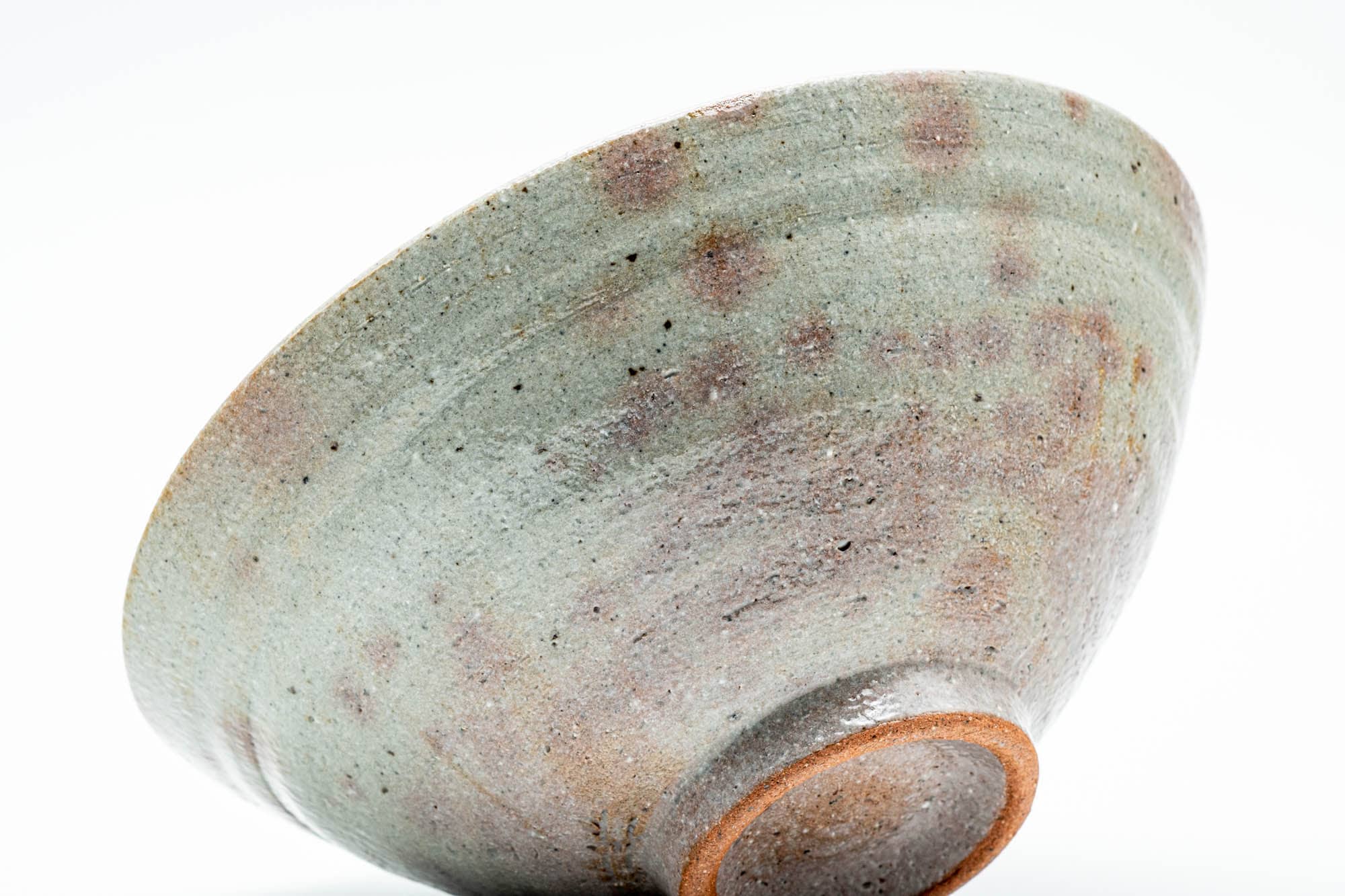 Japanese Matcha Bowl - Grey Gohonte Glazed Hira-gata Chawan with Wooden Box - 350ml