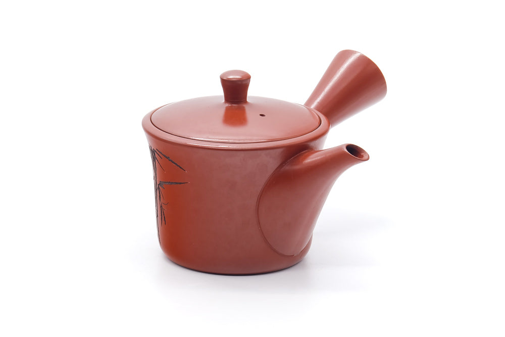 Japanese Kyusu - Bamboo Engraved Tokoname Mesh Teapot - 260ml