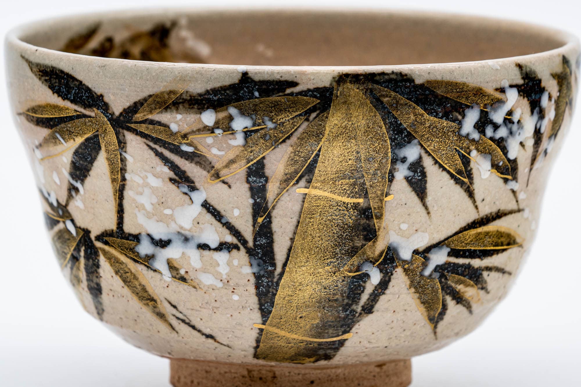 Japanese Matcha Bowl - 中村与平 Yohei Nakamura - Gold Bamboo Yukitake Kyo-yaki Chawan - 250ml