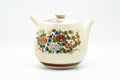 Japanese Kyusu - Beige Porcelain Red Floral Kutani-yaki Debeso Teapot - 500ml