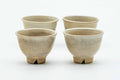 Japanese Teacups - Set of 4 Classic Beige Glazed Hagi-yaki Yunomi - 75ml