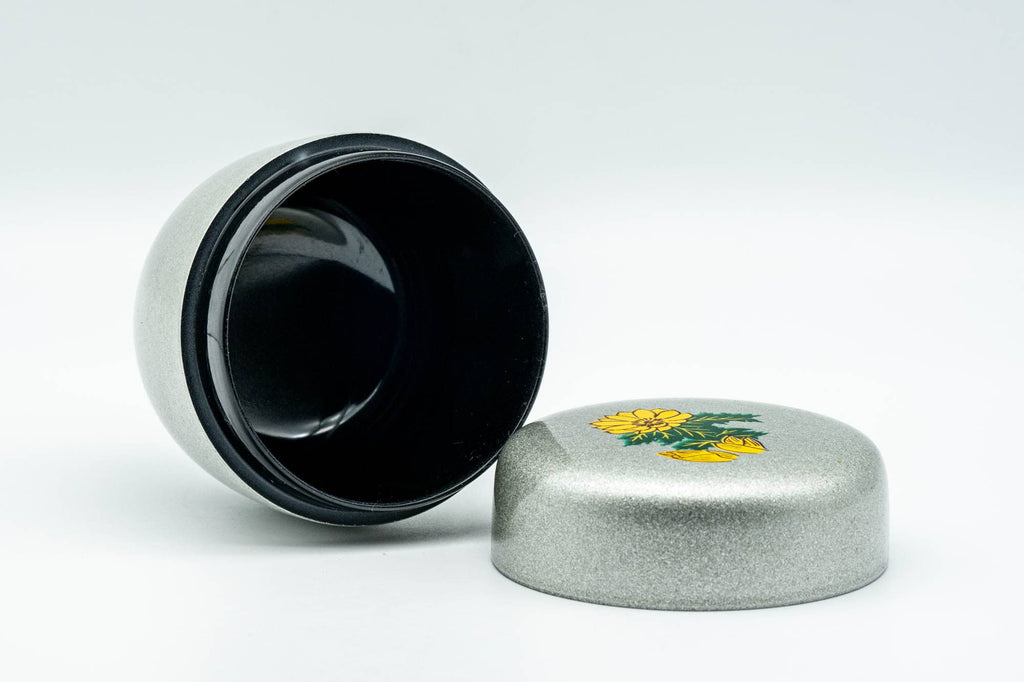 Japanese Natsume - Silver Floral Lacquered Matcha Tea Caddy - 100ml