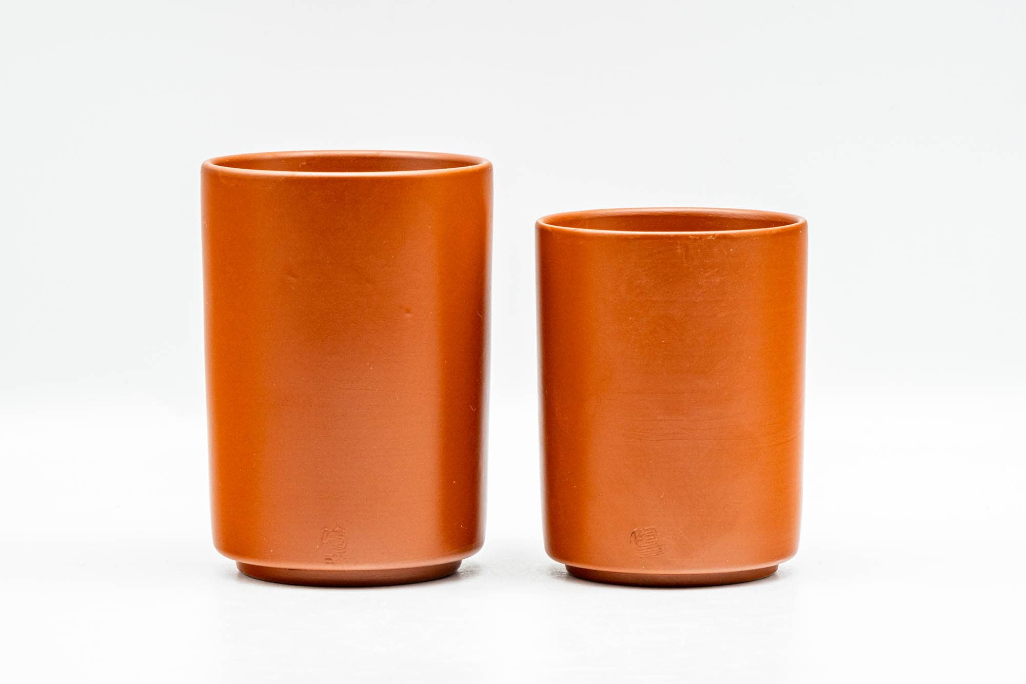 Japanese Teacups - Pair of Bamboo Engraved Tokoname-yaki Meoto Yunomi - 140ml