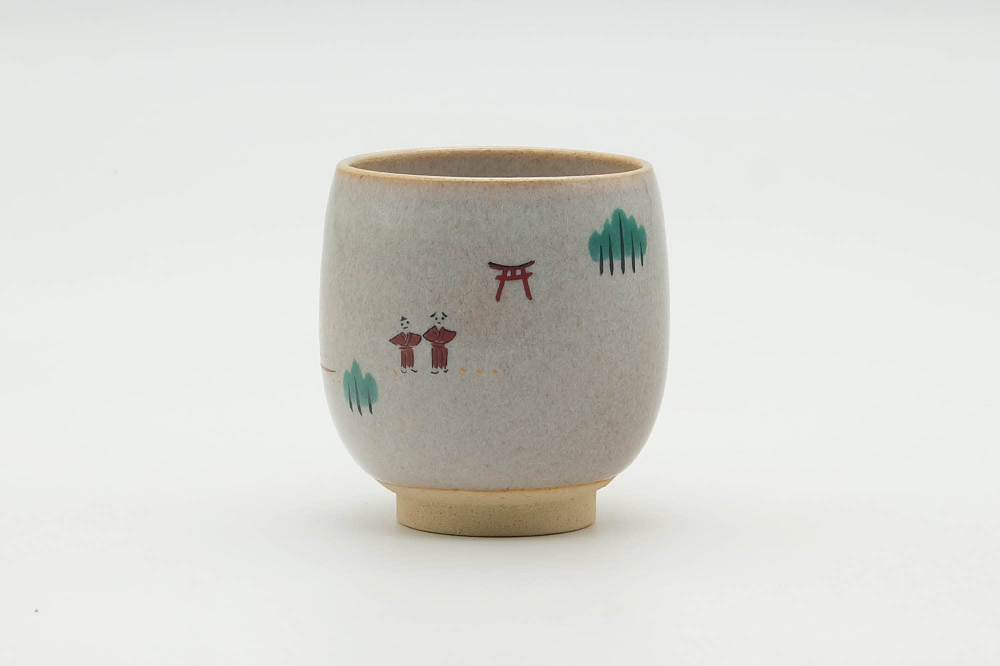 Japanese Teacup - 赤膚山 Akiyama Kiln - Nara Village-themed Akahada-yaki Yunomi - 150ml