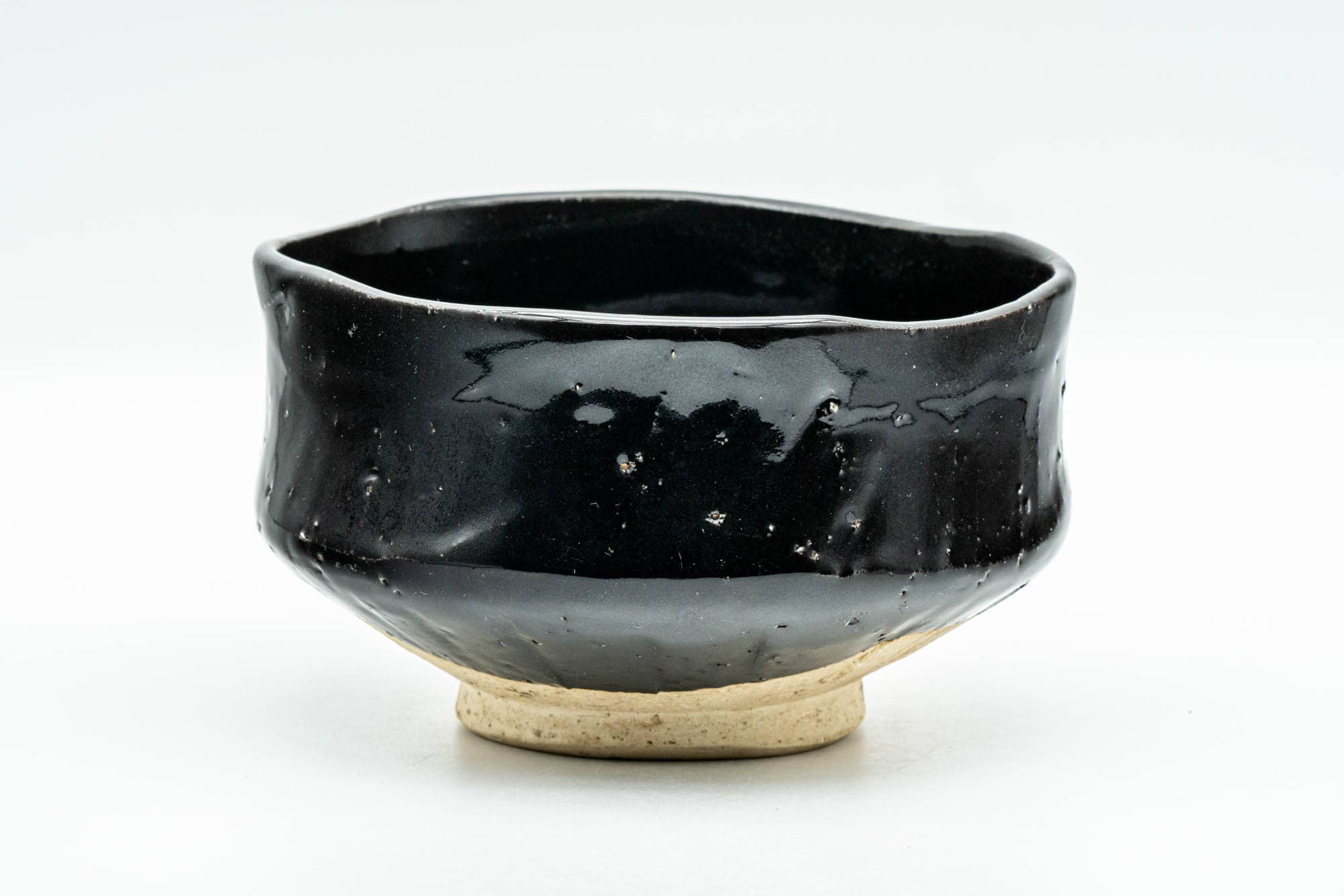 Japanese Matcha Bowl - Black Oribe-yaki Kutsu-gata Wabi-Sabi Chawan - 400ml