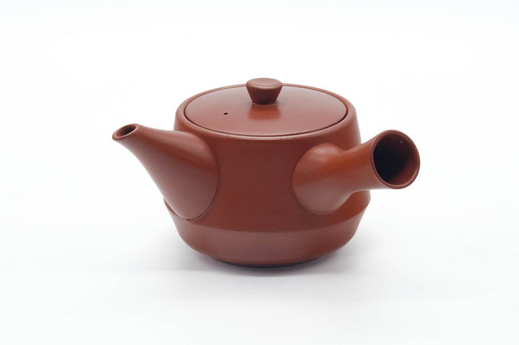 Japanese Kyusu - Bamboo Engraved Tokoname Red Shudei Teapot - 300ml