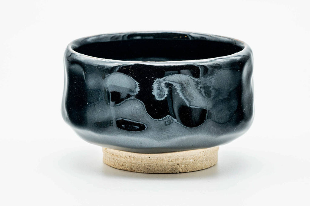 Japanese Matcha Bowl - Jet Black Glazed Hand-formed Hantsutsu-gata Chawan - 300ml