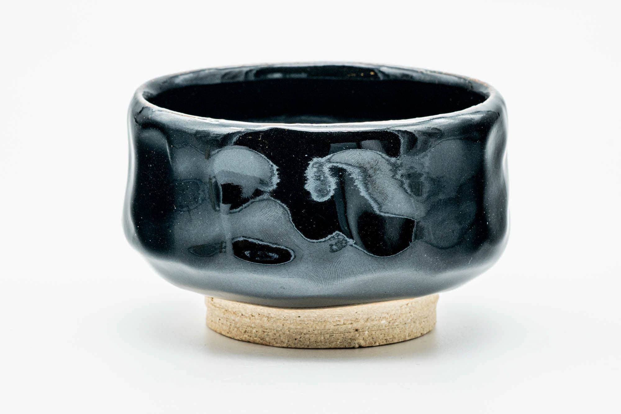 Japanese Matcha Bowl - Jet Black Glazed Hand-formed Hantsutsu-gata Chawan - 300ml
