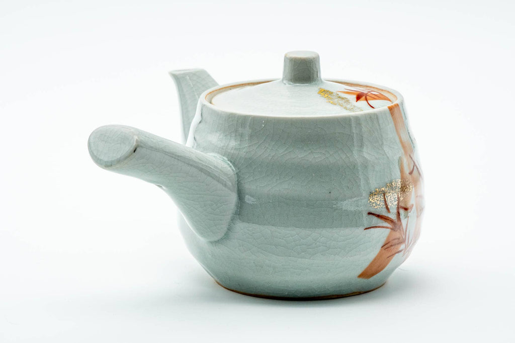 Japanese Kyusu - Red Bamboo Motif Kutani-yaki Porcelain Teapot - 370ml
