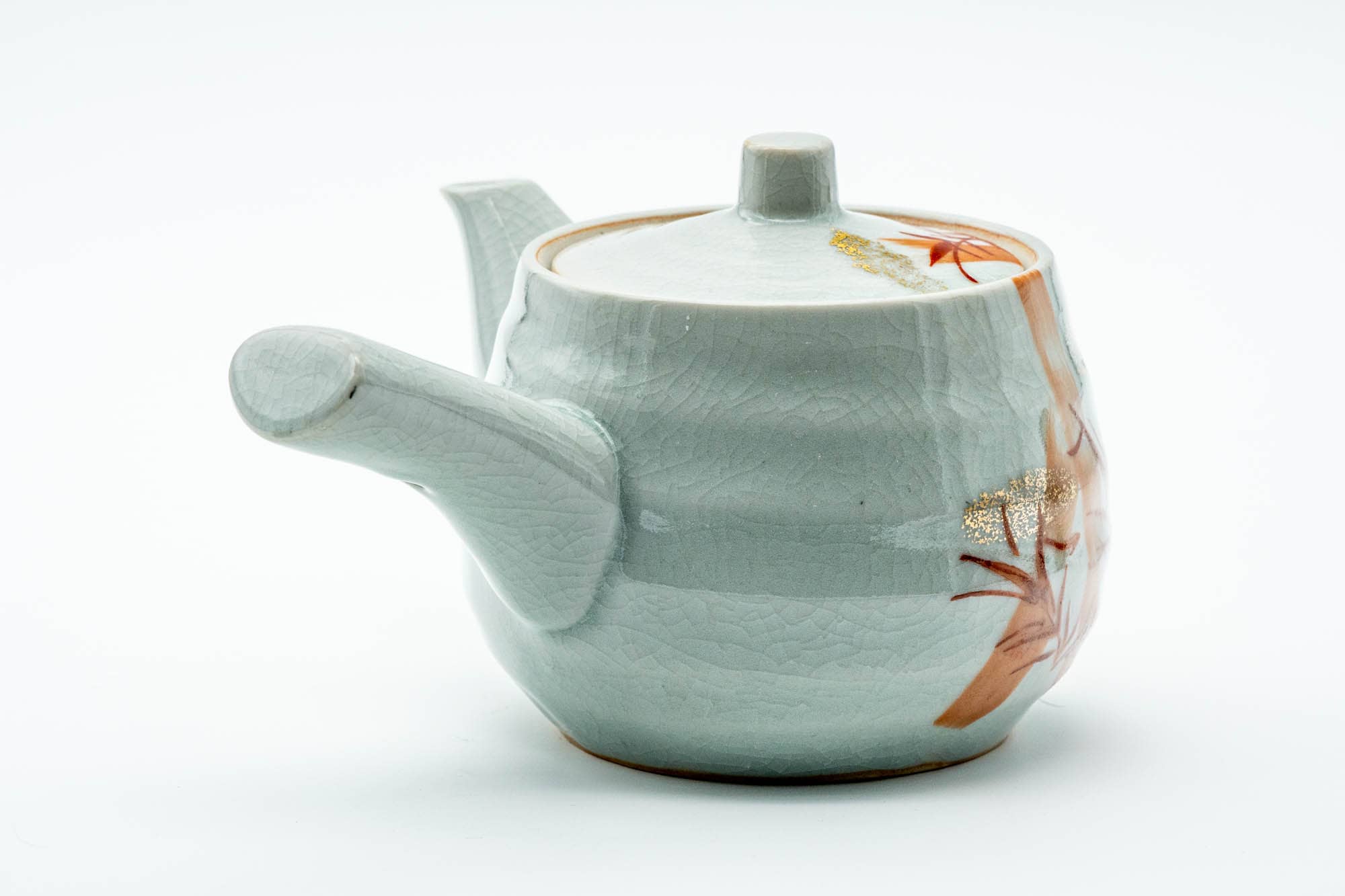 Japanese Kyusu - Red Bamboo Motif Kutani-yaki Porcelain Teapot - 370ml