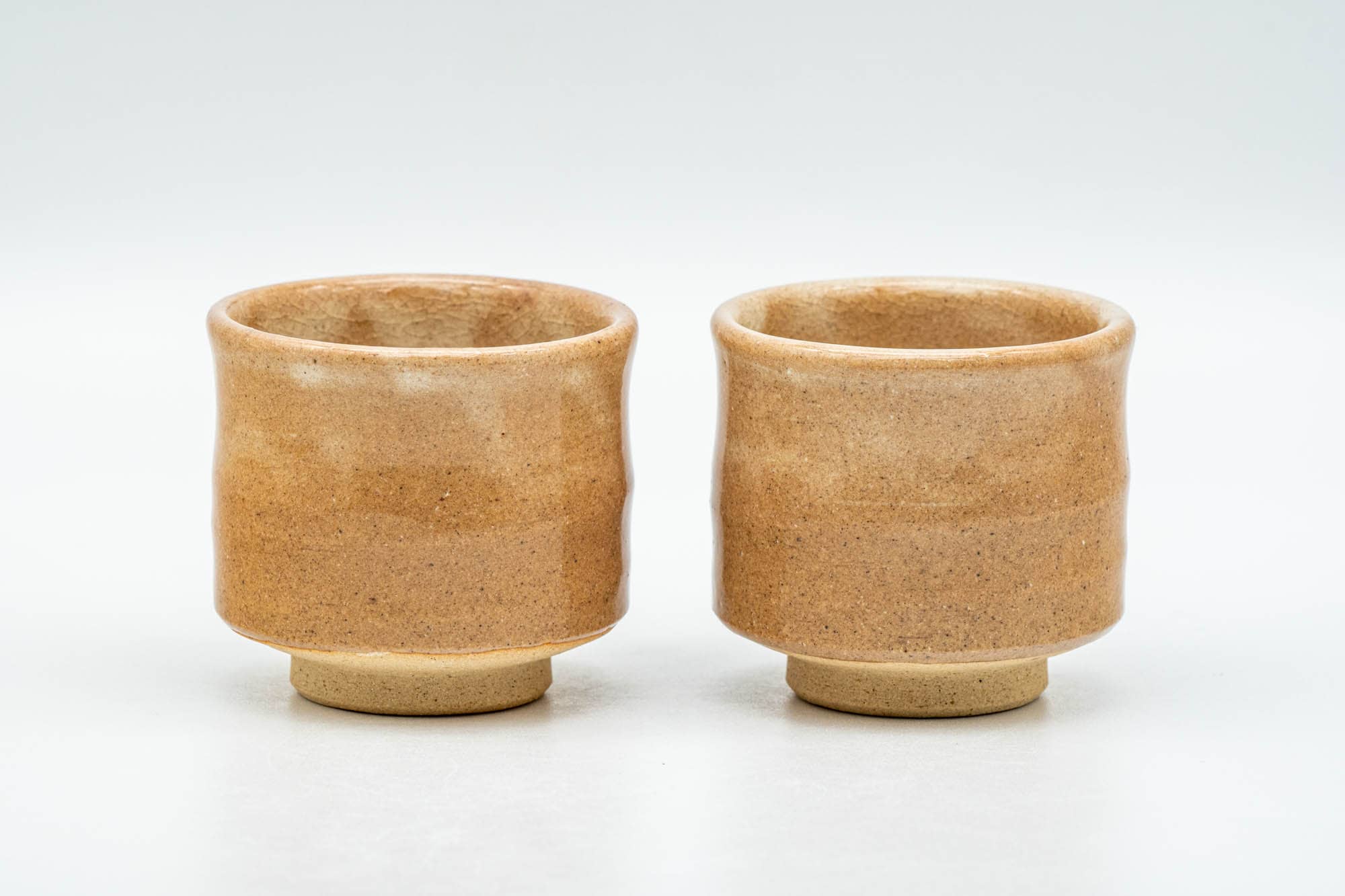 Japanese Teacups - Pair of Milky Beige Drip-Glazed Hagi-yaki Guinomi - 50ml