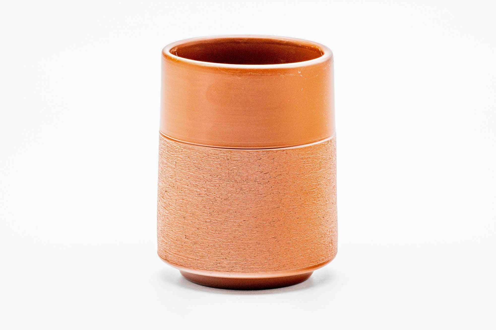 Japanese Teacup - Gold Kanji Textured Red Shudei Tokoname-yaki Yunomi - 230ml