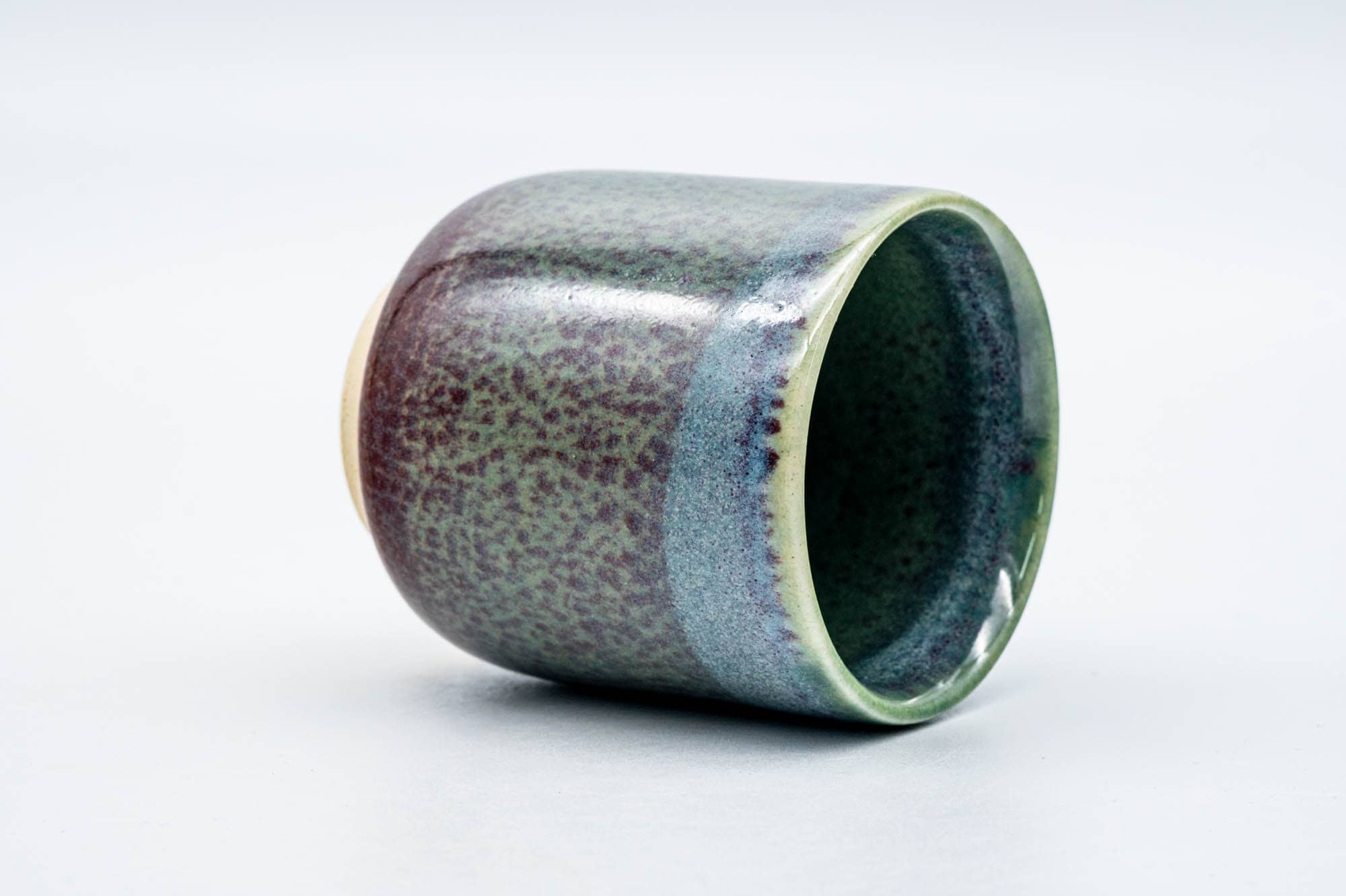 Japanese Teacup - Green Speckled Tsutsu-gata Yunomi - 140ml