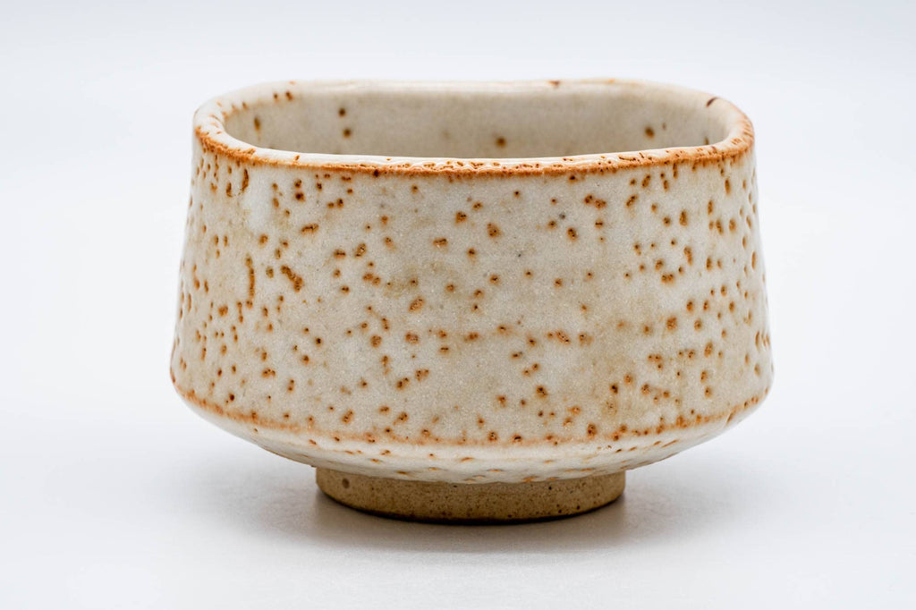 Japanese Matcha Bowl - Orange White Shino Glazed Mino-yaki Chawan - 350ml