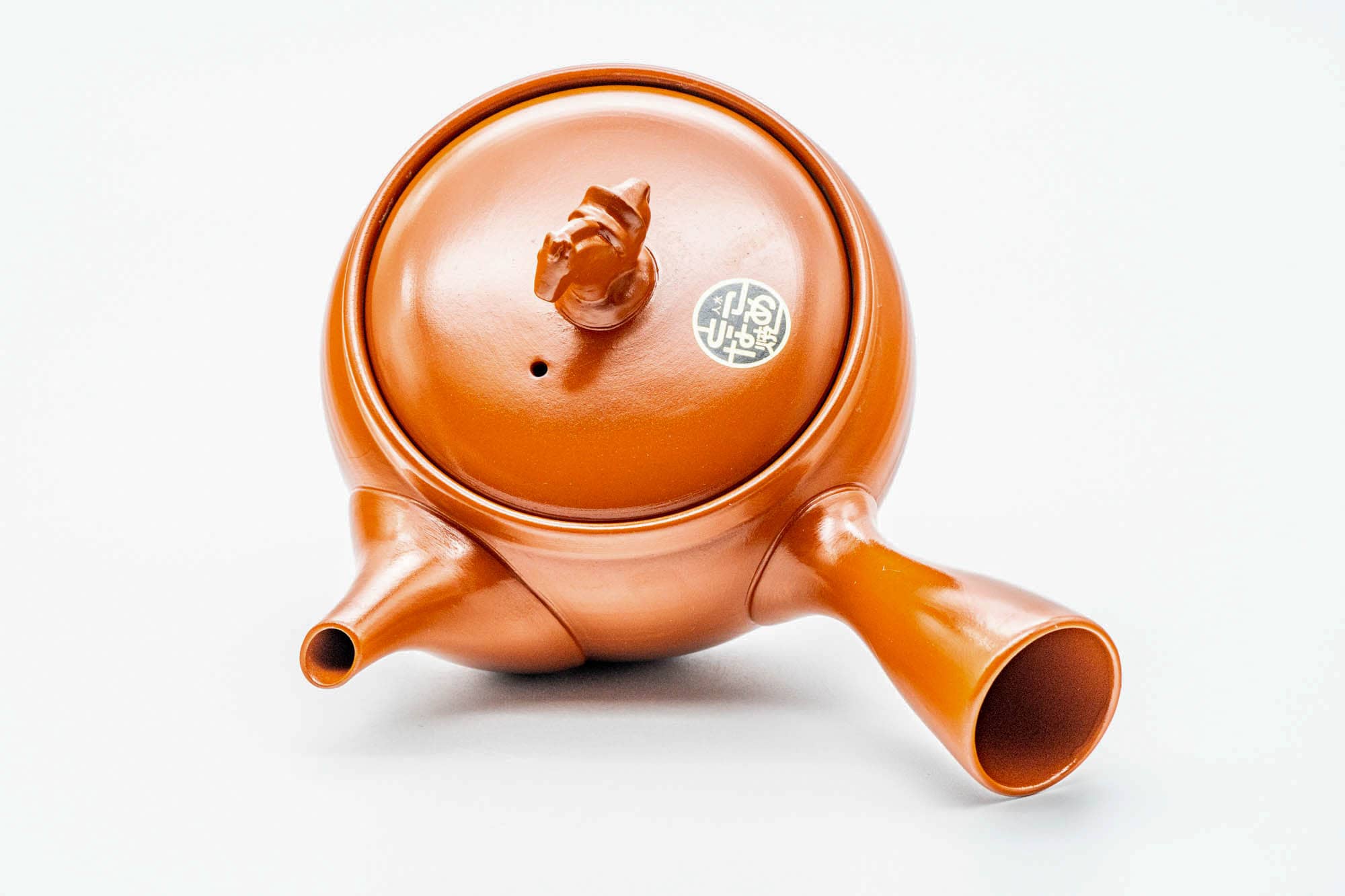 Japanese Kyusu - Horse Lid Handle Red Shudei Tokoname-yaki Mesh Teapot - 350ml
