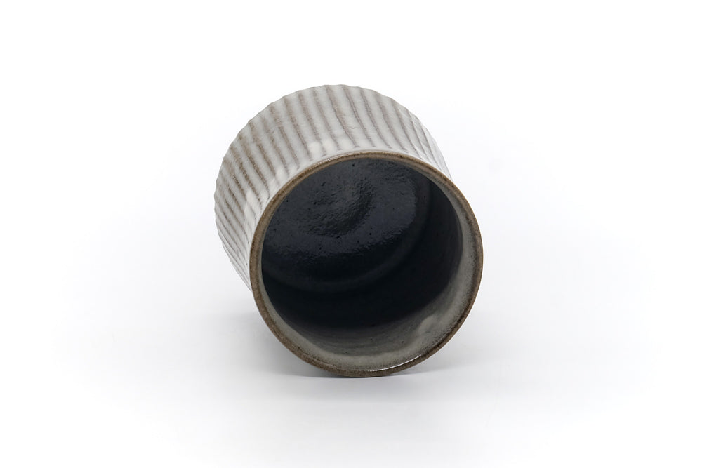 Japanese Teacup - Striped Grey Yunomi - 210ml