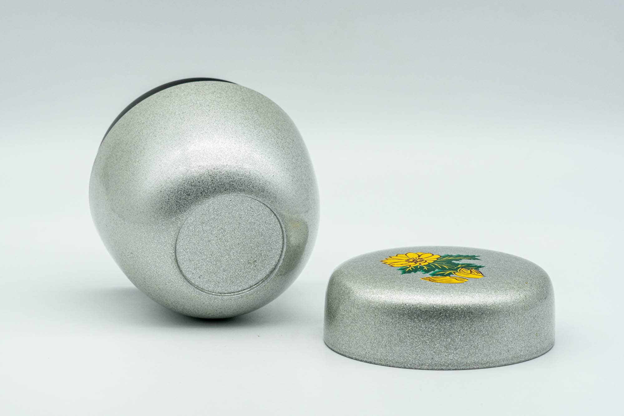 Japanese Natsume - Silver Floral Lacquered Matcha Tea Caddy - 100ml