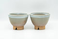 Japanese Teacups - Pair of Beige White Hagi-yaki Yunomi - 110ml