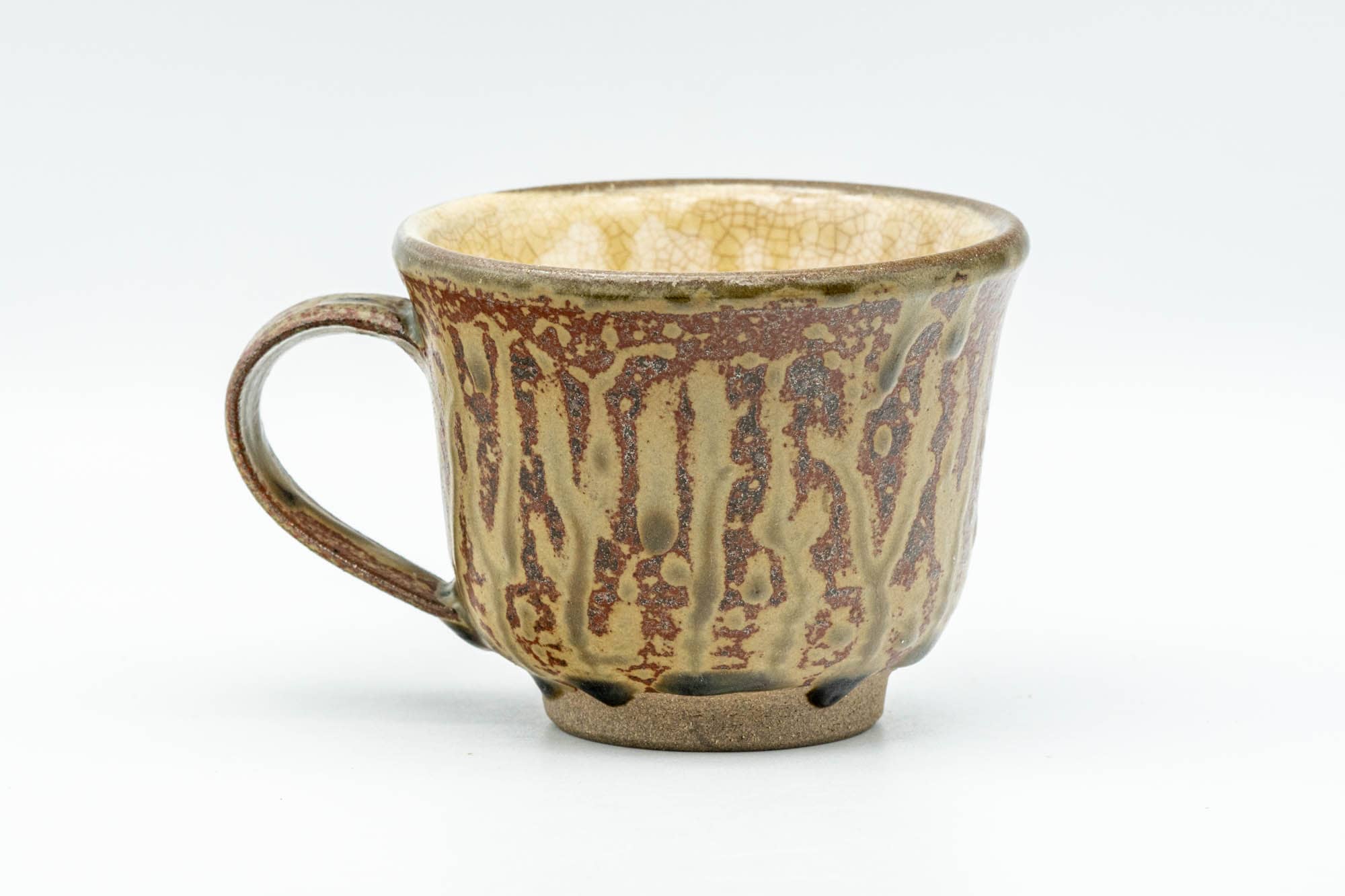 Japanese Teacup - Ash Green Drip-Glazed Ushirode Yunomi - 140ml