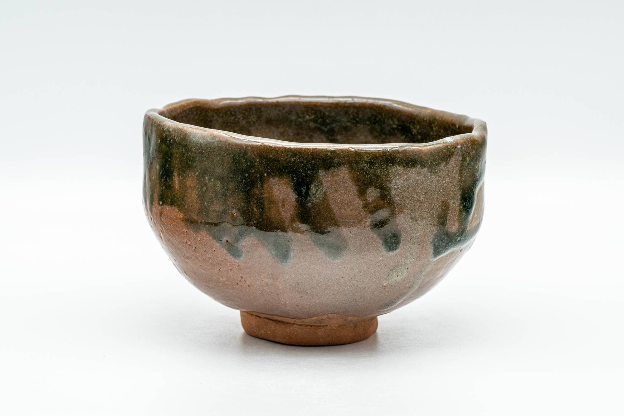 Japanese Matcha Bowl - Brown Green Drip-Glazed Wabi-Sabi Chawan - 300ml