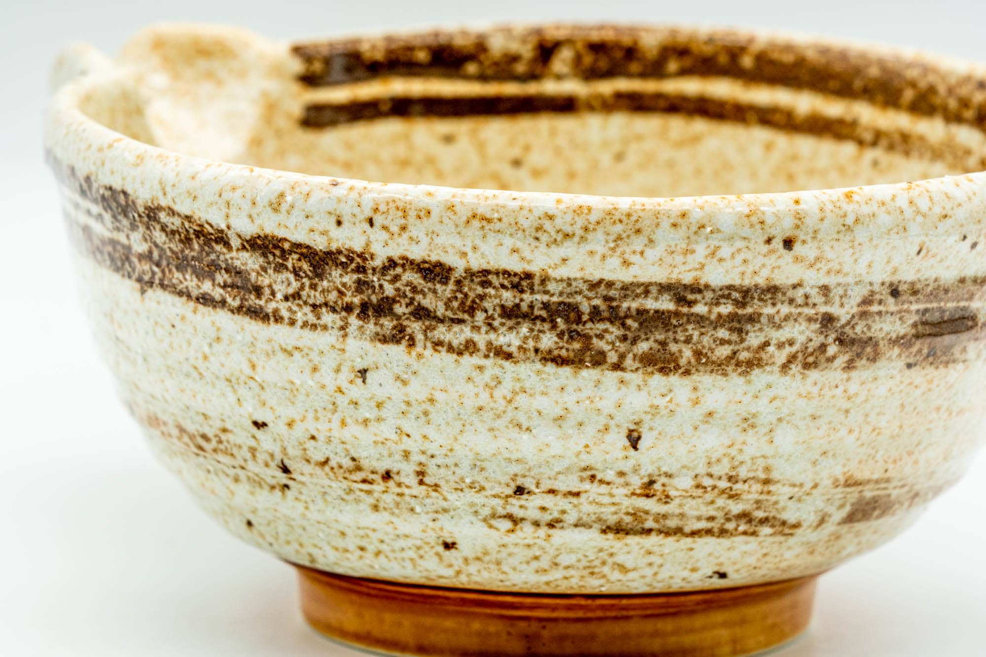 Japanese Katakuchi - Speckled Beige Brown Hakeme Matcha Pouring Bowl - 300ml