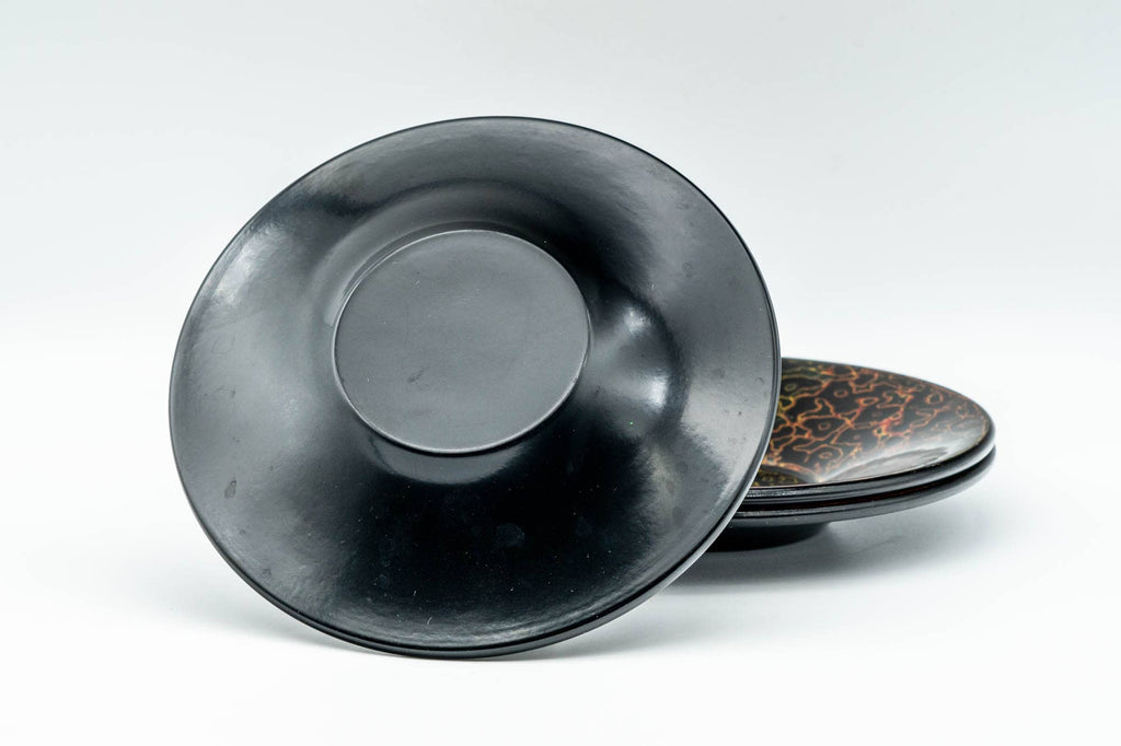 Japanese Chataku - Set of 3 唐塗 Kara-nuri Urushi Lacquerware Tea Saucers