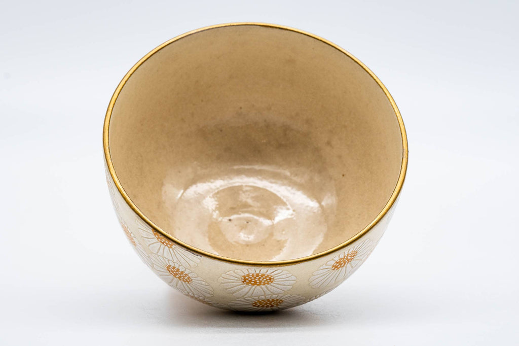 Japanese Matcha Bowl - Floral Gold Kyo-yaki Chawan - 150ml