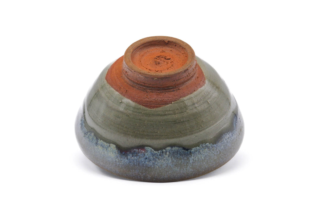 Japanese Matcha Bowl - Green Blue Hare's Fur Drip-Glazed Chawan - 350ml