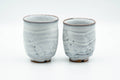 Japanese Teacups - Pair of Milky White Glazed Wavy Meoto Yunomi