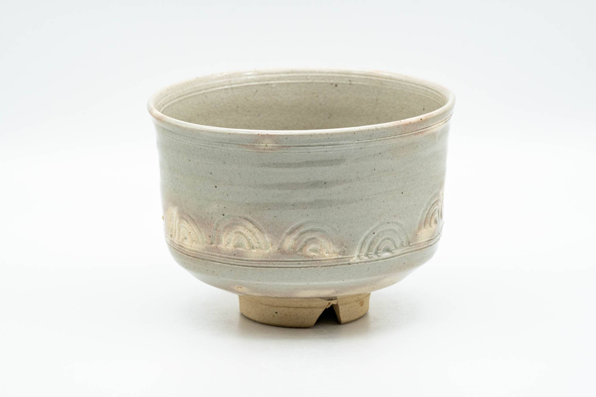 Japanese Matcha Bowl - 香雲 Miyagawa Kouun - Wave Engraved Kyo-yaki Dojimari-gata Chawan - 350ml