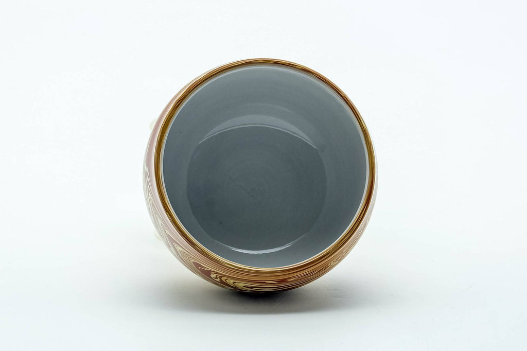 Japanese Teacup - Red Yellow Nerikomi White Inner-Glazed Tokoname-yaki Yunomi - 80ml