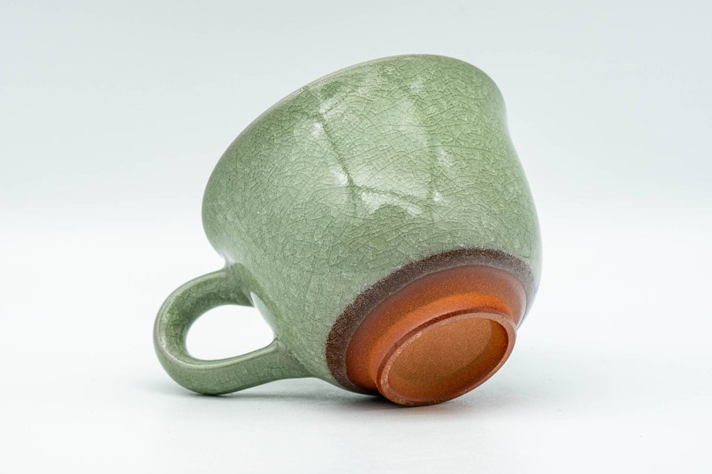 Japanese Teacup - Floral Green Celadon Ushirode Yunomi - 150ml