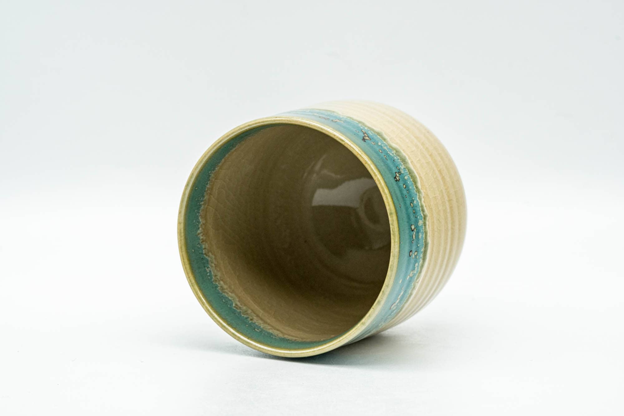Japanese Teacup - Beige Speckled Teal Agano-yaki Yunomi - 150ml