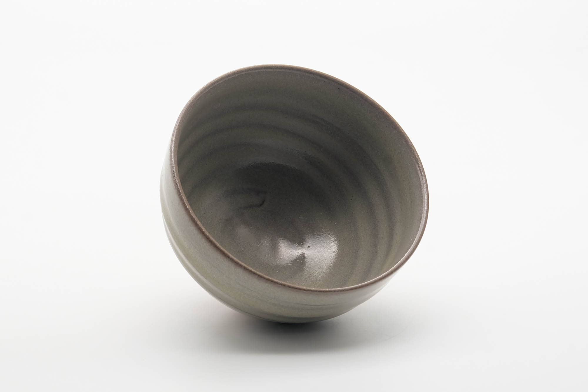 Japanese Matcha Bowl - Milky Grey White Glazed Spiraling Kiyomizu-yaki Chawan - 400ml
