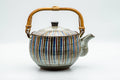 Japanese Dobin - Large Striped Ceramic Debeso Filter Top-Handled Teapot - 700ml