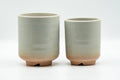 Japanese Teacups - Pair of Beige Glazed Hagi-yaki Meoto Yunomi