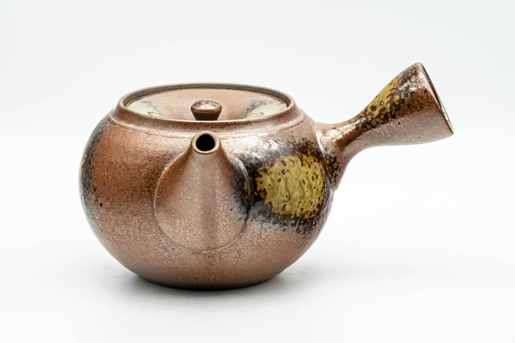 Japanese Kyusu - Ash Green Glazed Shigaraki-yaki Mesh Teapot - 375ml