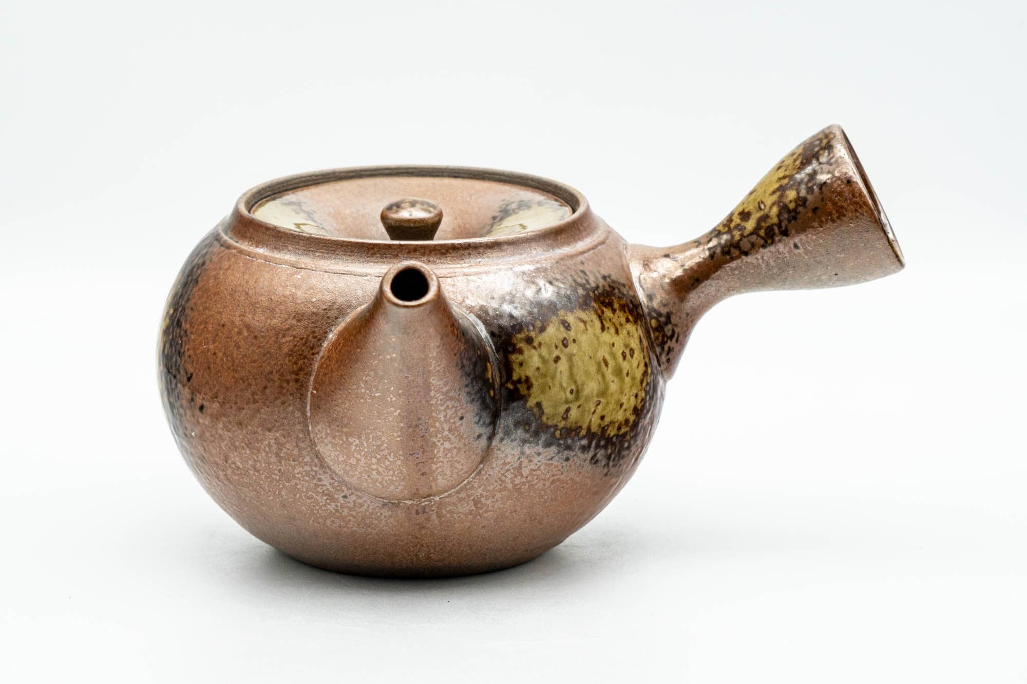 Japanese Kyusu - Ash Green Glazed Shigaraki-yaki Mesh Teapot - 375ml