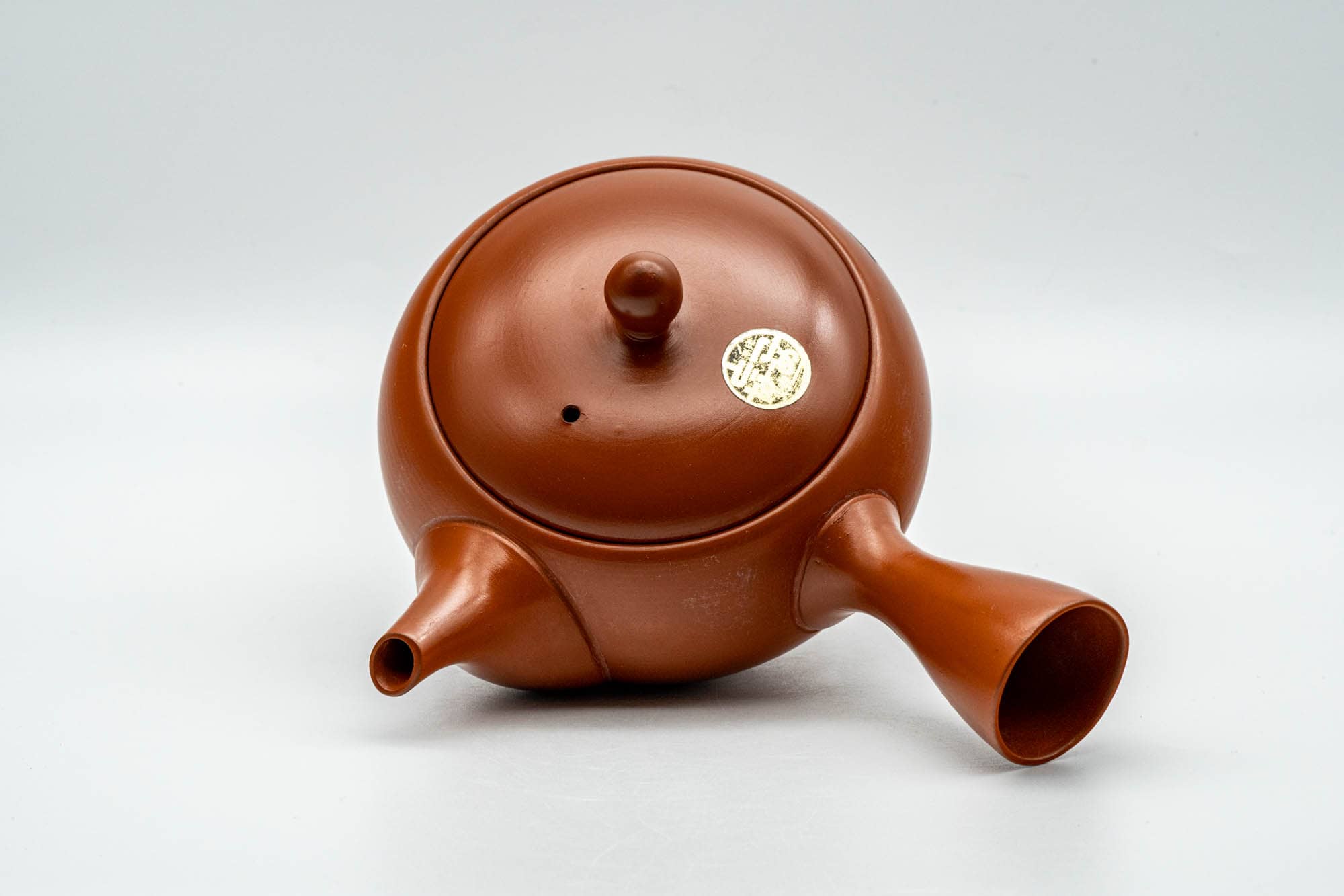 Japanese Kyusu - Kanji Engraved Red Shudei Tokoname-yaki Mesh Teapot - 350ml