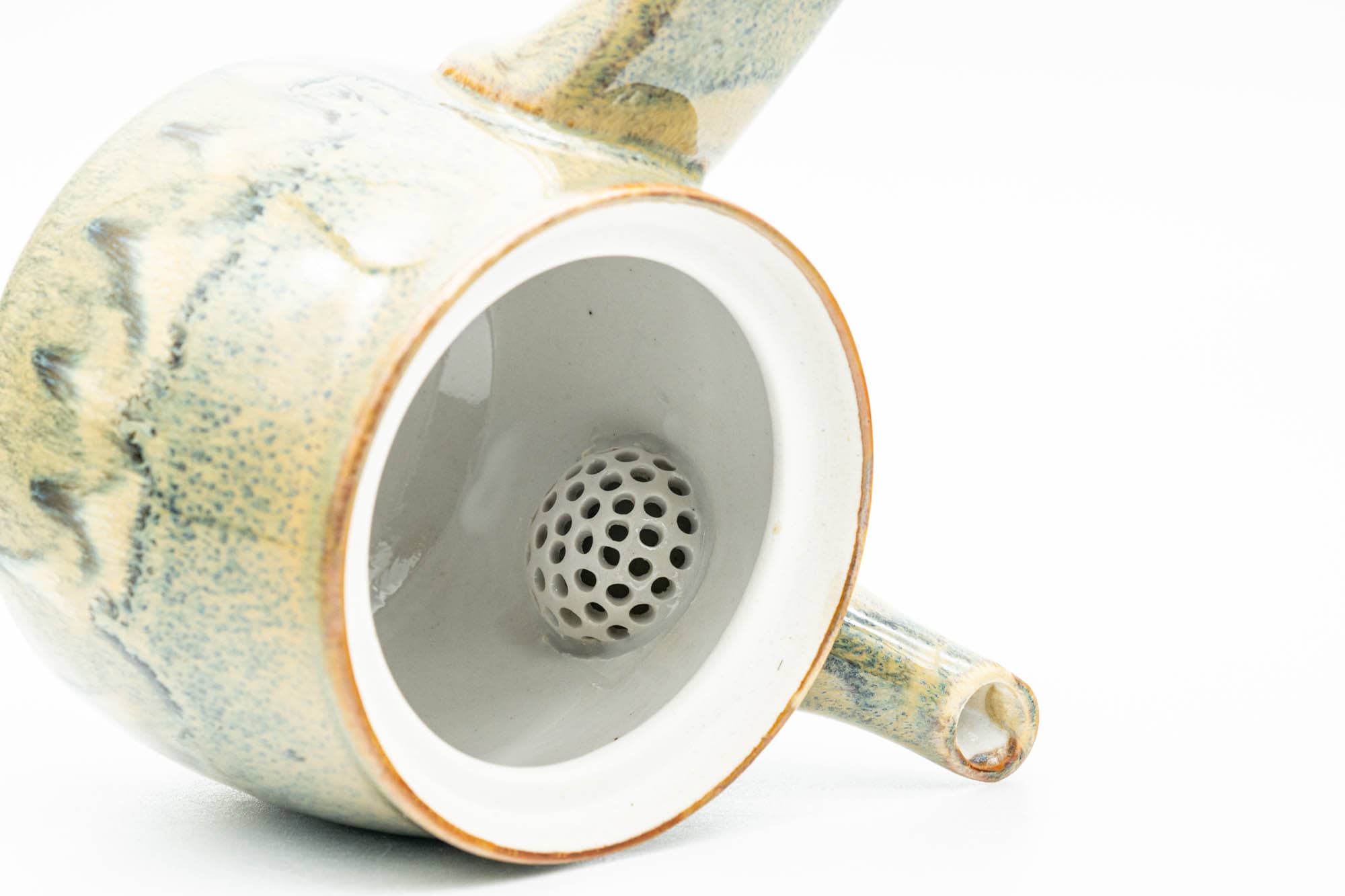 Japanese Kyusu - Green Yellow Drip-Glazed Debeso Teapot - 240ml