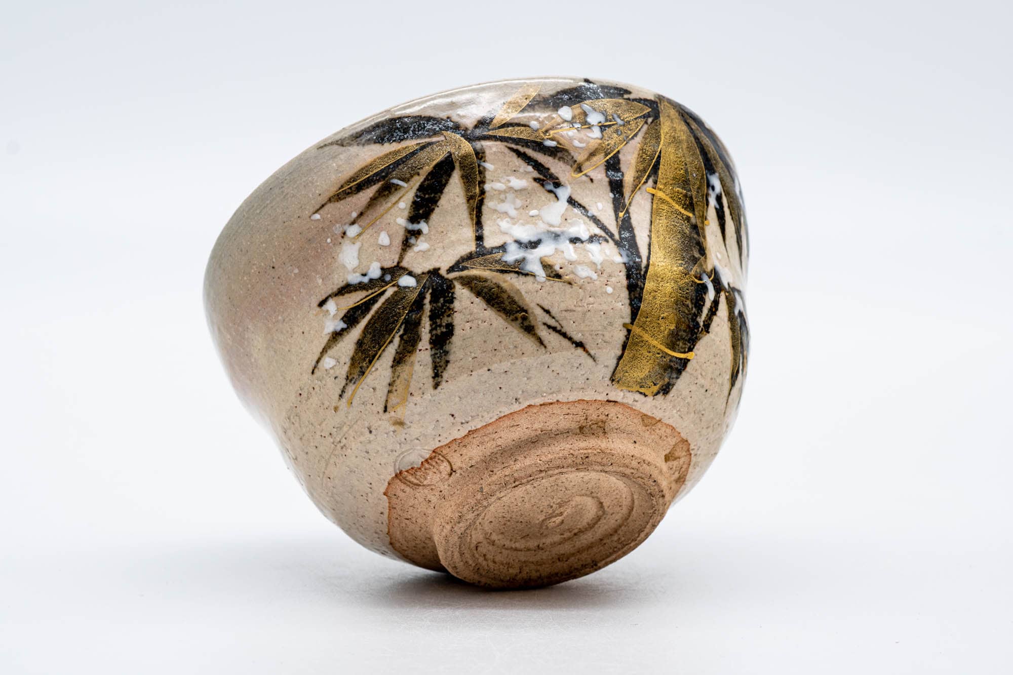 Japanese Matcha Bowl - 中村与平 Yohei Nakamura - Gold Bamboo Yukitake Kyo-yaki Chawan - 250ml