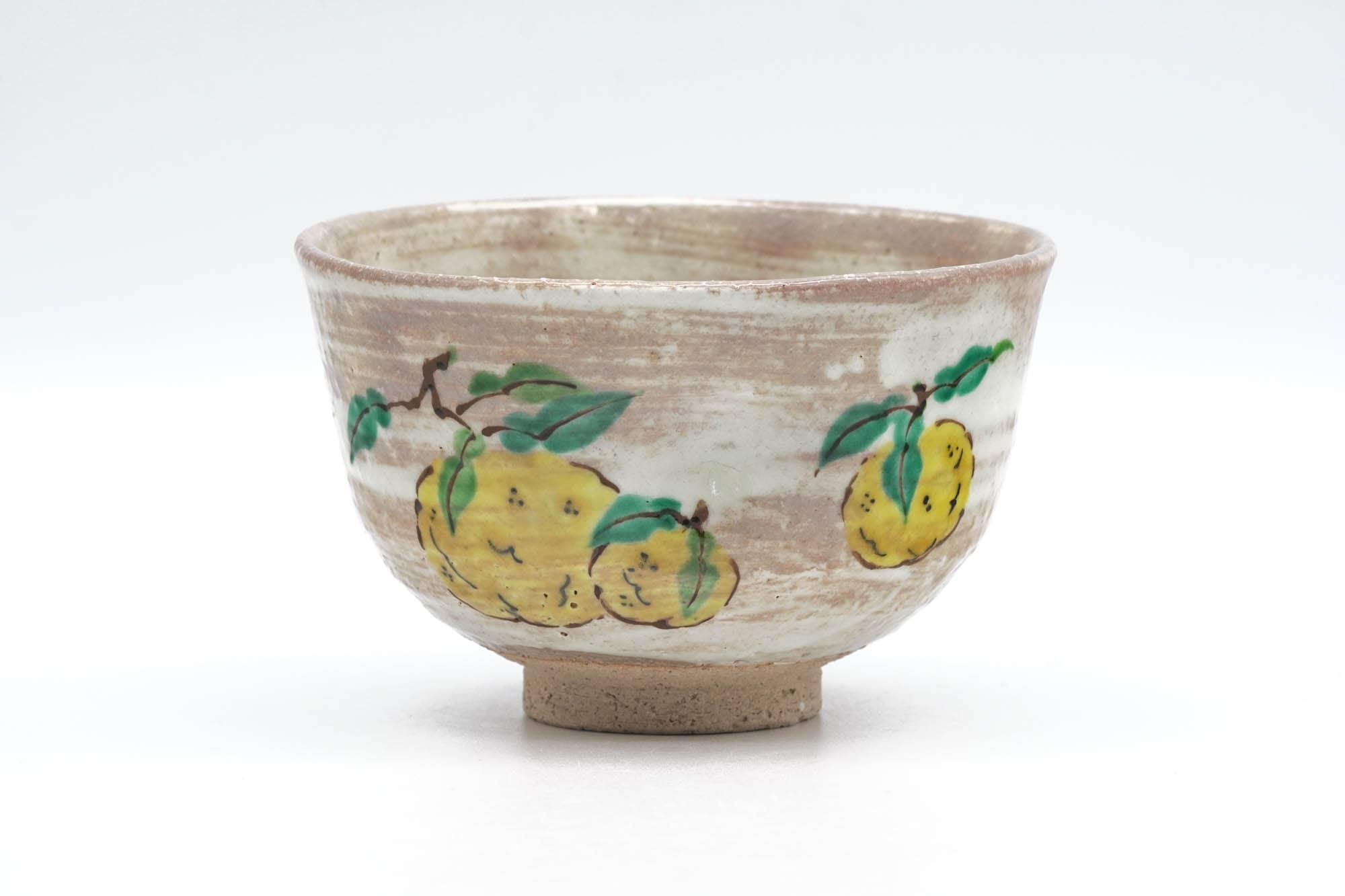 Japanese Matcha Bowl - Beige Milky Hakeme Lemons Kyo-yaki Chawan - 250ml