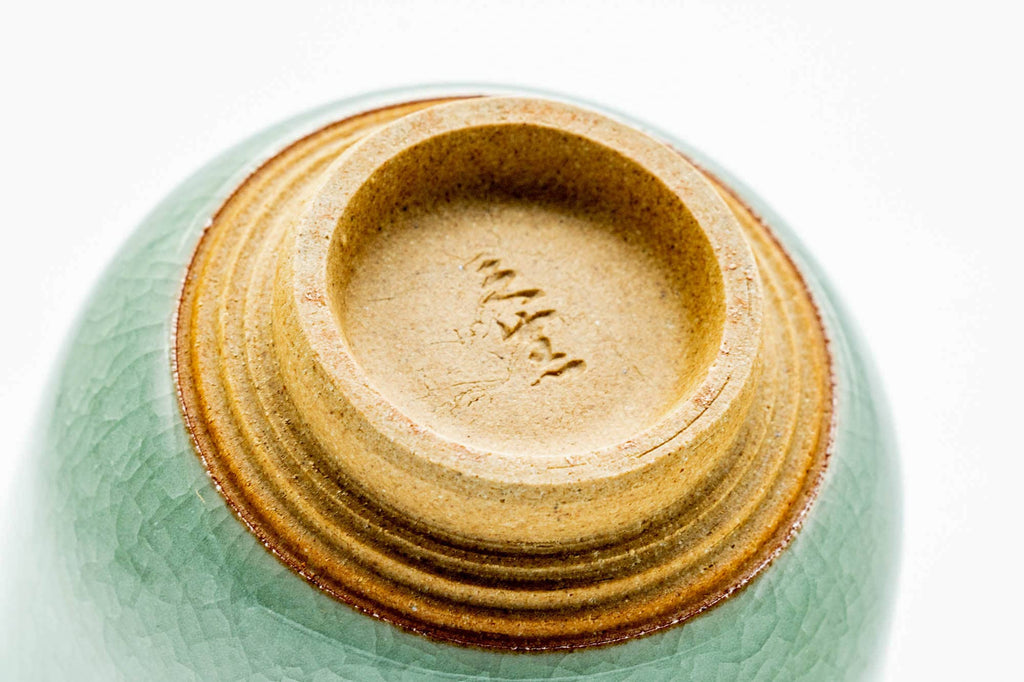 Japanese Teacup - Green Celadon Snowflake Glazed Yunomi - 130ml