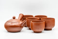 Japanese Tea Set - Glossy Tokoname-yaki Debeso Kyusu Teapot with 5 Yunomi Teacups