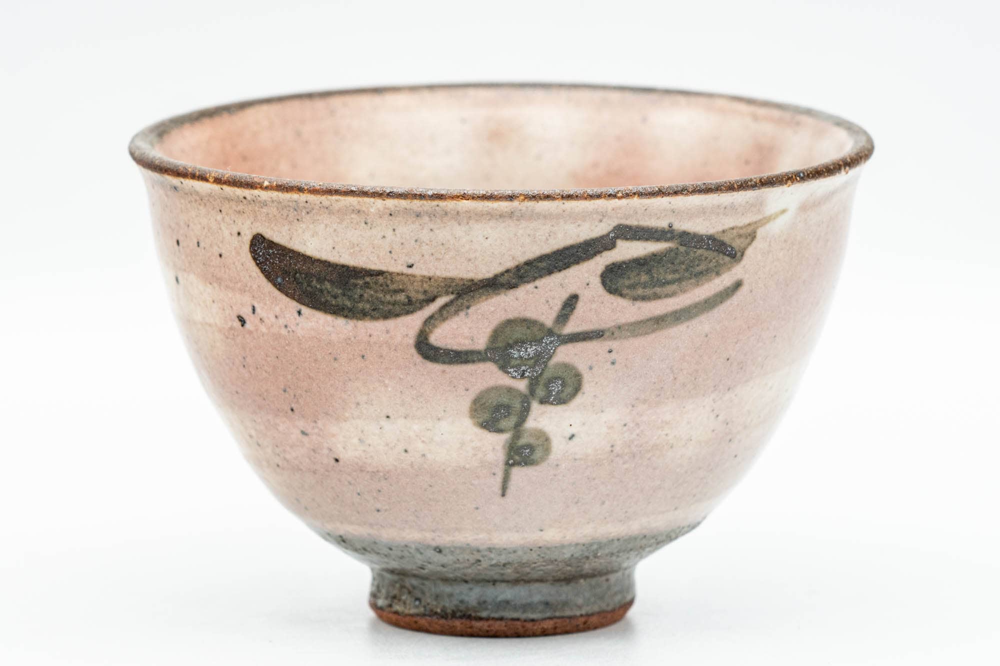 Japanese Teacups - Pair of Pink Grapevine Decorated Yunomi - 130ml