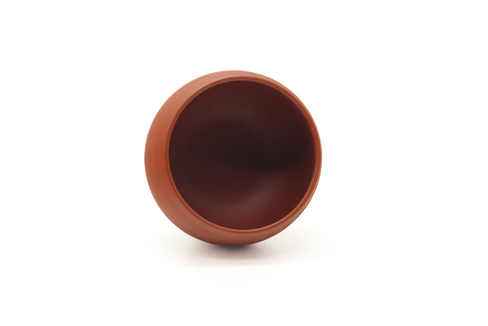 Japanese Teacup - Spiraling Tokoname Red Shudei Yunomi - 155ml