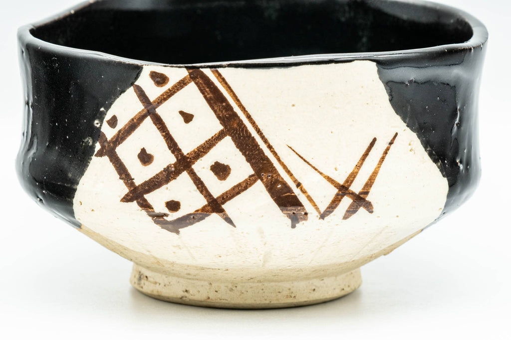 Japanese Matcha Bowl - Black Oribe-yaki Kutsu-gata Wabi-Sabi Chawan - 400ml