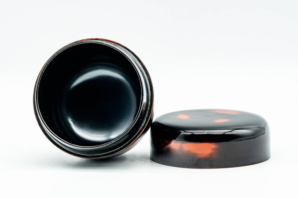 Japanese Natsume - Black Orange Patterned Matcha Tea Caddy - 100ml